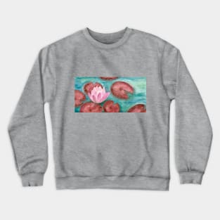 waterlily in a pond, watercolor Crewneck Sweatshirt